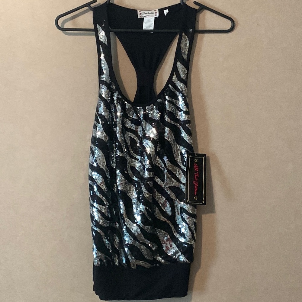 Soulmates Zebra Print Sequin Top